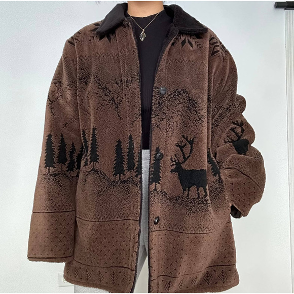 Vintage Outbrook Brown Winter Moose Outdoor Women's Jacket 2X - Picture 1 of 7